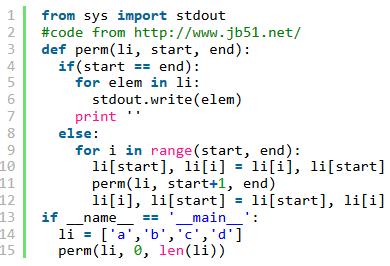 python回溯法實現數組全排列輸出實例分析